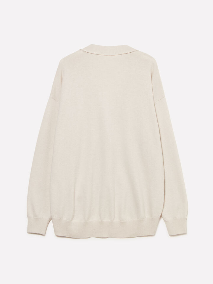 Dove gray oversize fit cardigan - women's cardigans - Beige | Sisley image number 6